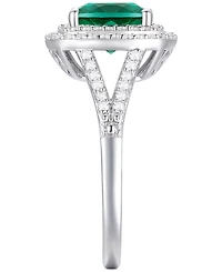 Lab-Grown Emerald (1-1/2 ct. t.w.) and White Sapphire (1/2 Ring Sterling Silver