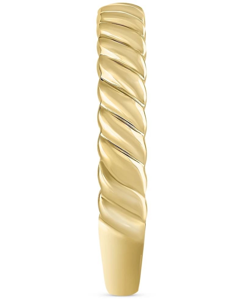Diagonally Textured Polished Wedding Band 14k Gold