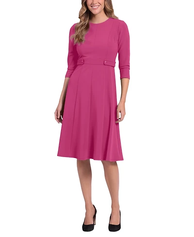 London Times Petite Side-Tab Fit & Flare Dress