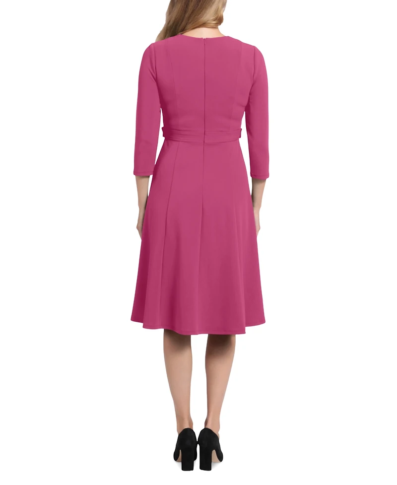 London Times Petite Side-Tab Fit & Flare Dress