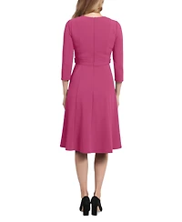 London Times Petite Side-Tab Fit & Flare Dress