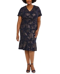 London Times Plus Size Side-Twist Flounce-Hem Sheath Dress