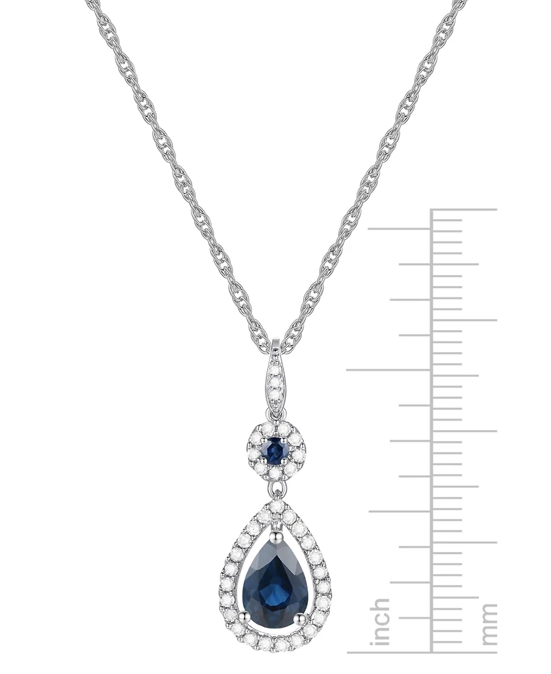 Sapphire (1-1/3 ct. t.w.) and Diamond (1/4 Drop Pendant Necklace Set 14k White Gold (Also Available Emerald)