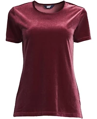 Lands' End Women's Short Sleeve Velvet Crew Neck Top