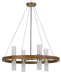 13" Height Wood and Metal Chandelier