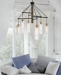 44" Height Metal and Wood Chandelier