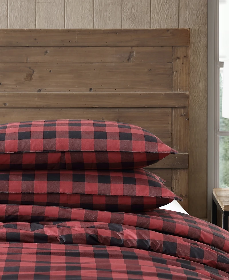 Closeout! Eddie Bauer Mountain Plaid Cotton Reversible 3 Piece Comforter Set, King
