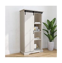 Finnoula Farmhouse Storage Cabinet, Semi-Open Storage With Sliding Barn Door