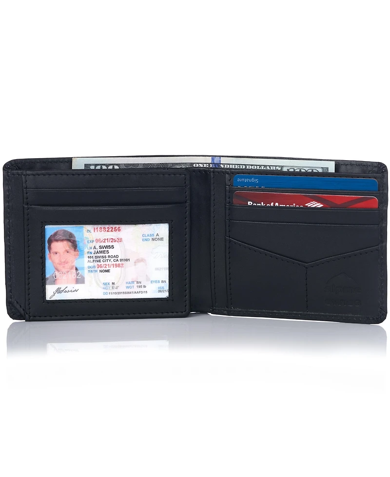 Alpine Swiss Rfid Mens Wallet Deluxe Capacity Hybrid Bifold Flipout Id Window