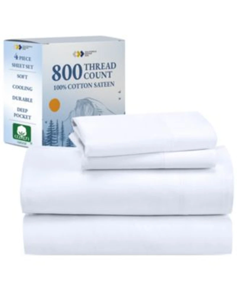 Luxury Bed Sheets Set 800 Thread Count 100 Cotton Sheets Deep Pocket Soft Cool Breathable California King