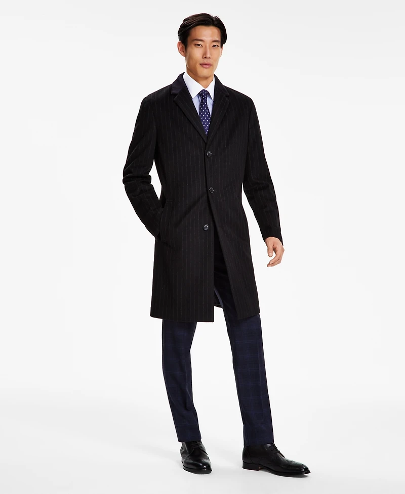 Tommy Hilfiger Men's Addison Wool-Blend Trim Fit Overcoat