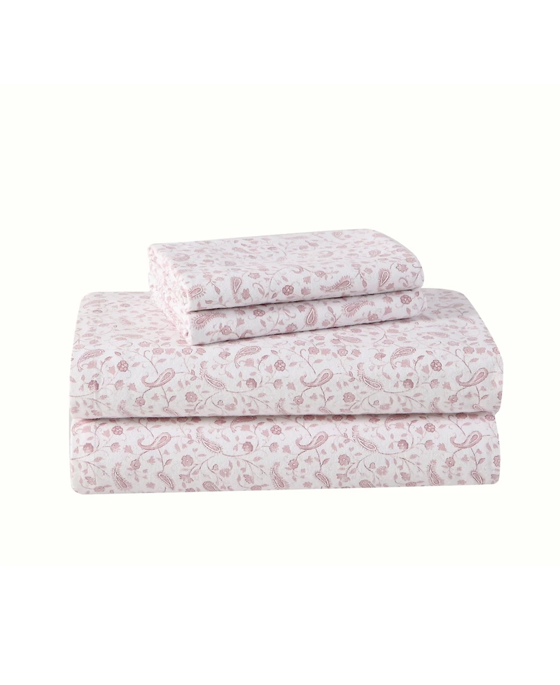 Laura Ashley Paisley Prance Cotton Flannel -Pc. Sheet Set