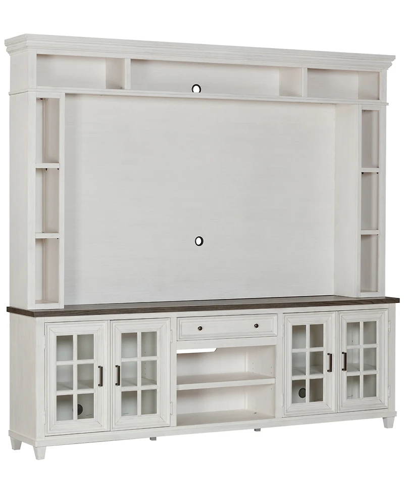96" Dawnwood 3PC Tv Console Set (96" Console, Hutch and Fireplace)
