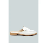 Rag & Co Yashta Womens Patent Studded Flat Mules