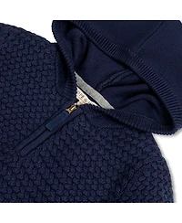 Hope & Henry Boys Organic Long Sleeve Hooded Half Zip Sweater