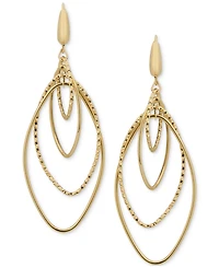 Polished & Textured Interlocking Navette Orbital Drop Earrings in 14k Gold