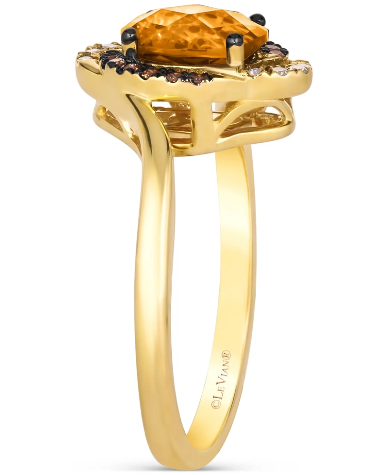 Le Vian Cinnamon Citrine (1-1/8 ct. t.w.) & Diamond (1/8 Halo Twist Ring 14k Gold (Also available Grape Amethyst, Deep Sea Blue Topaz