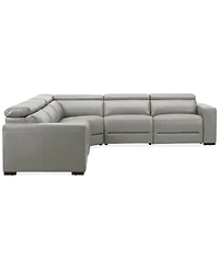 Nevio 124" 5-Pc. Leather Sectional with 2 Power Recliners and Headrests, Created For Macy's