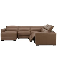 Nevio 124" 5-Pc. Leather Sectional with 2 Power Recliners, Headrests and Chaise, Created For Macy's