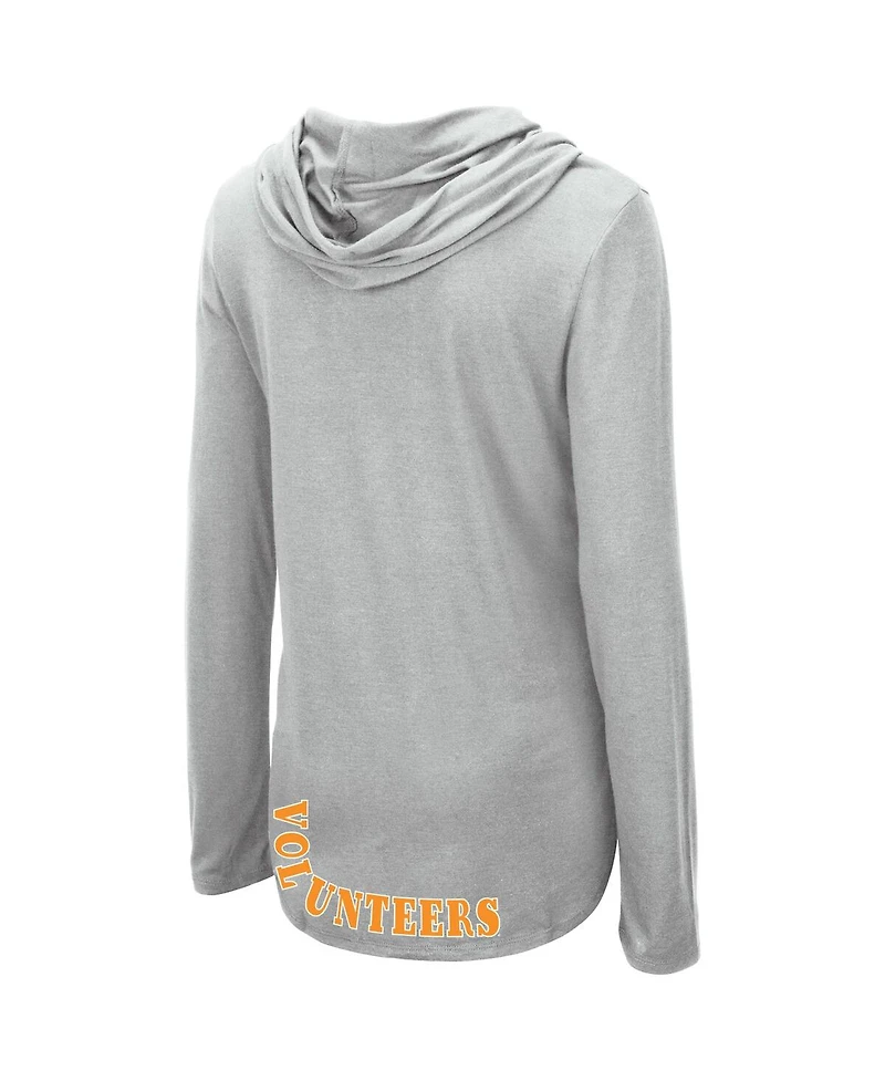 Women's Colosseum Gray Tennessee Volunteers My Lover Lightweight Hooded Long Sleeve T-shirt