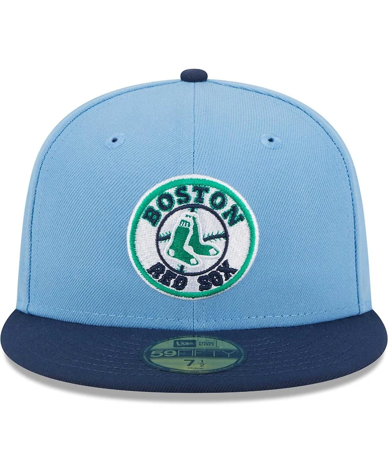 Men's New Era Light Blue, Navy Boston Red Sox Green Undervisor 59FIFTY Fitted Hat