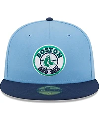 Men's New Era Light Blue, Navy Boston Red Sox Green Undervisor 59FIFTY Fitted Hat