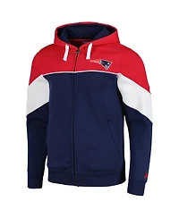 Men's Starter Navy, Red New England Patriots Running Back Full-Zip Hoodie