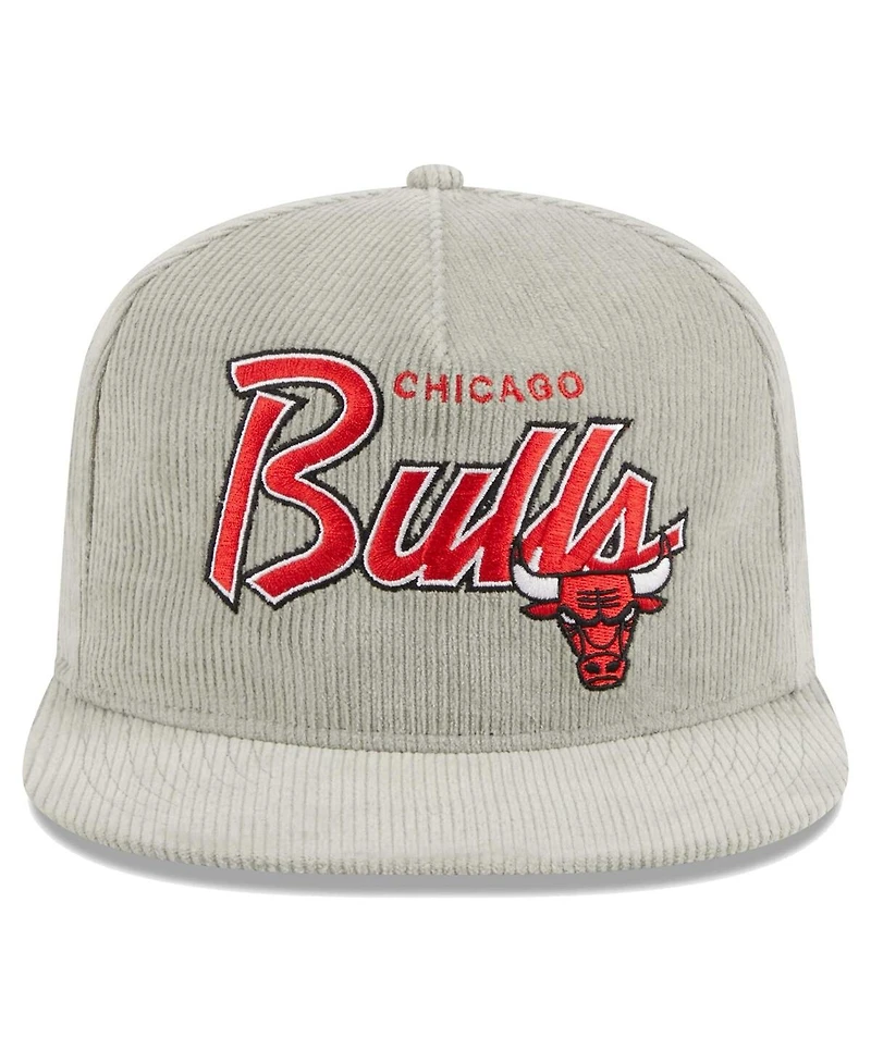 Men's New Era Gray Chicago Bulls The Golfer Corduroy 9FIFTY Snapback Hat