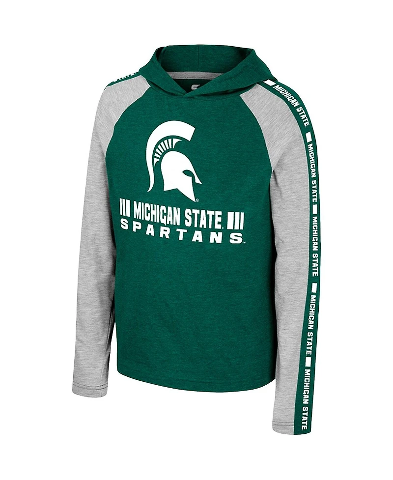 Big Boys Colosseum Green Michigan State Spartans Ned Raglan Long Sleeve Hooded T-shirt
