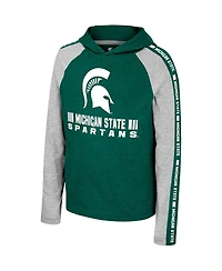 Big Boys Colosseum Green Michigan State Spartans Ned Raglan Long Sleeve Hooded T-shirt