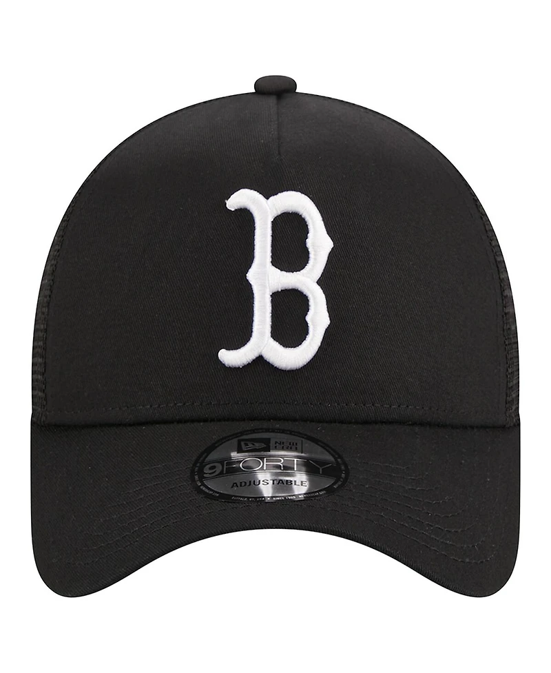Men's New Era Black Boston Red Sox A-Frame 9FORTY Trucker Adjustable Hat