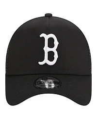 Men's New Era Black Boston Red Sox A-Frame 9FORTY Trucker Adjustable Hat