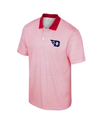 Men's Colosseum White, Red Dayton Flyers Print Stripe Polo Shirt