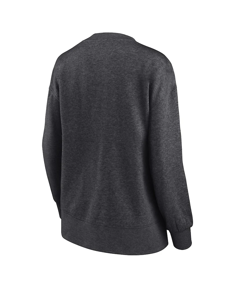 Women's Fanatics Heathered Charcoal Distressed Oregon Ducks Jump Distribution Pullover Sweatshirt