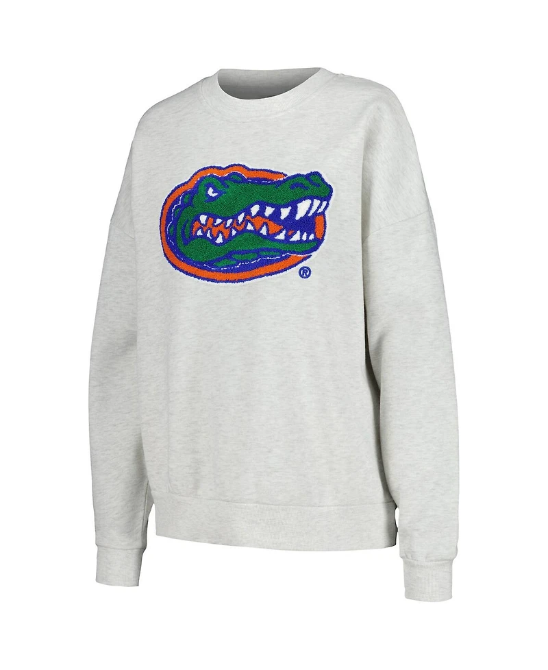 Women's Gameday Couture Ash Florida Gators Team Effort Pullover Sweatshirt and Shorts Sleep Set