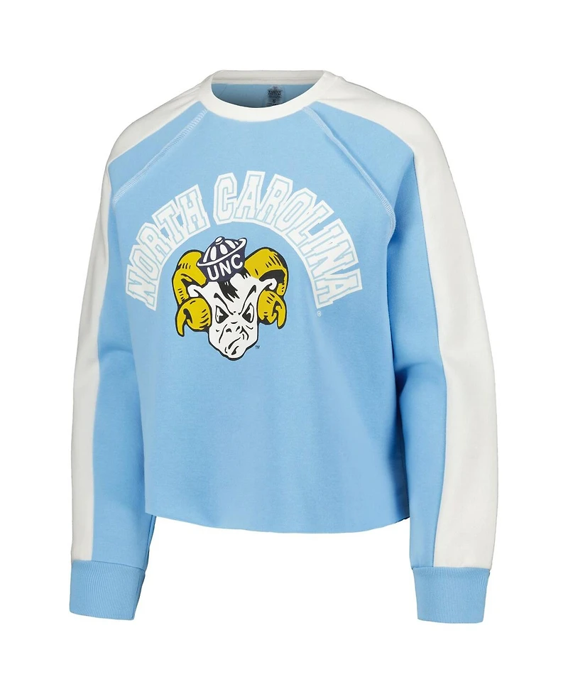 Women's Gameday Couture Carolina Blue North Tar Heels Blindside Raglan Cropped Pullover Sweatshirt