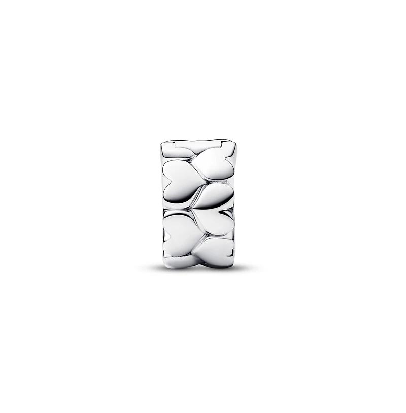 Pandora Sterling Silver Heart Pattern Clip Charm