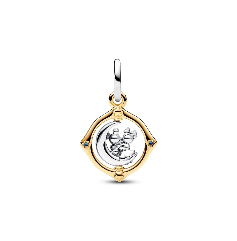Pandora Disney Mickey Mouse Minnie Mouse Two-Tone Spinning Moon Dangle Charm