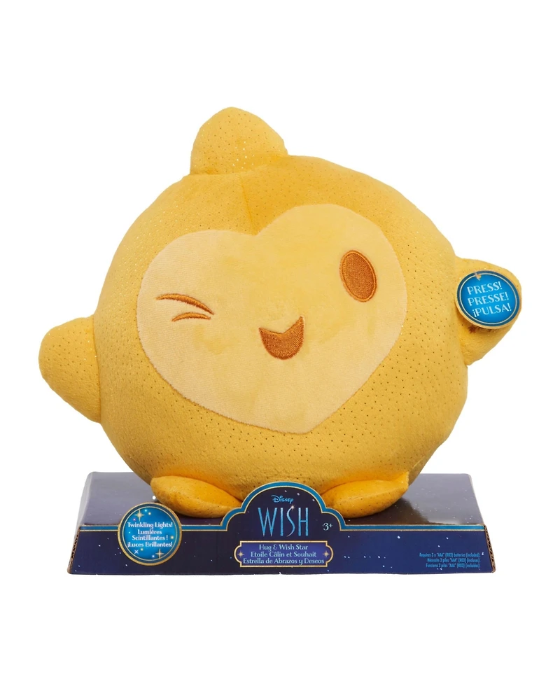 Disney Wish Hug & Wish Star 10" Light-Emitting Diode (Led) Glowing Stuffed Star Light-Up Soft Toy for Toddlers, Soothing Night Light