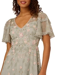 Adrianna Papell Women's V-Neck Beaded Midi Dress