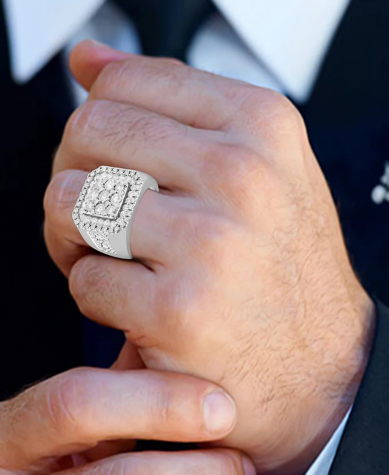 Men's Diamond Cluster Ring (3 ct. t.w.) 10k Yellow, White or Rose Gold