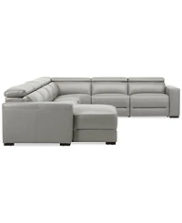 Nevio 157" 6-Pc. Leather Sectional with 2 Power Recliners, Headrests and Chaise, Created For Macy's