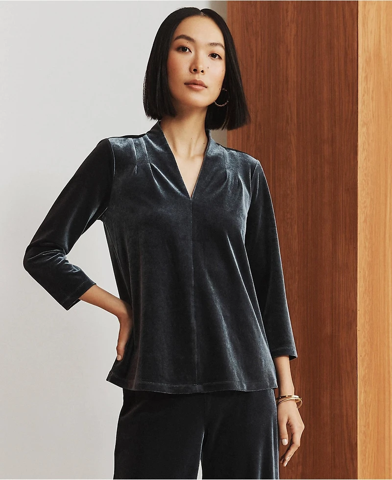 Lands' End Women's 3/4 Sleeve Velvet Top