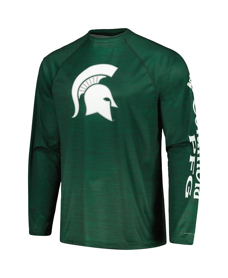 Men's Columbia Green Michigan State Spartans Pfg Terminal Tackle Omni-Shade Raglan Long Sleeve T-shirt