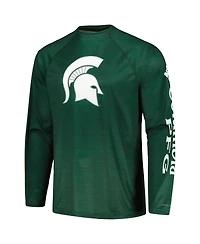 Men's Columbia Green Michigan State Spartans Pfg Terminal Tackle Omni-Shade Raglan Long Sleeve T-shirt