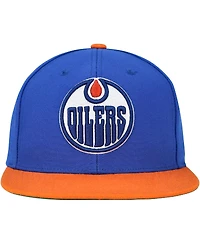 Men's Mitchell & Ness Blue Edmonton Oilers Core Team Ground 2.0 Snapback Hat