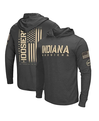 Men's Colosseum Charcoal Distressed Indiana Hoosiers Team Oht Military-Inspired Appreciation Hoodie Long Sleeve T-shirt