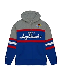 Men's Mitchell & Ness Royal Kansas Jayhawks Head Coach Pullover Hoodie