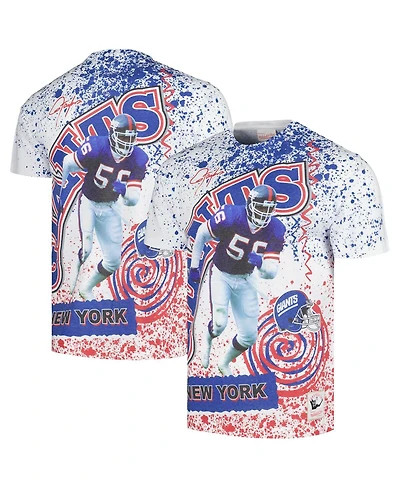 Men's Mitchell & Ness White New York Giants Retired Player Name and Number Burst T-shirt