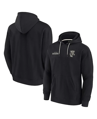 Men's and Women's Fanatics Signature Black Wisconsin Badgers Super Soft Fleece Pullover Hoodie